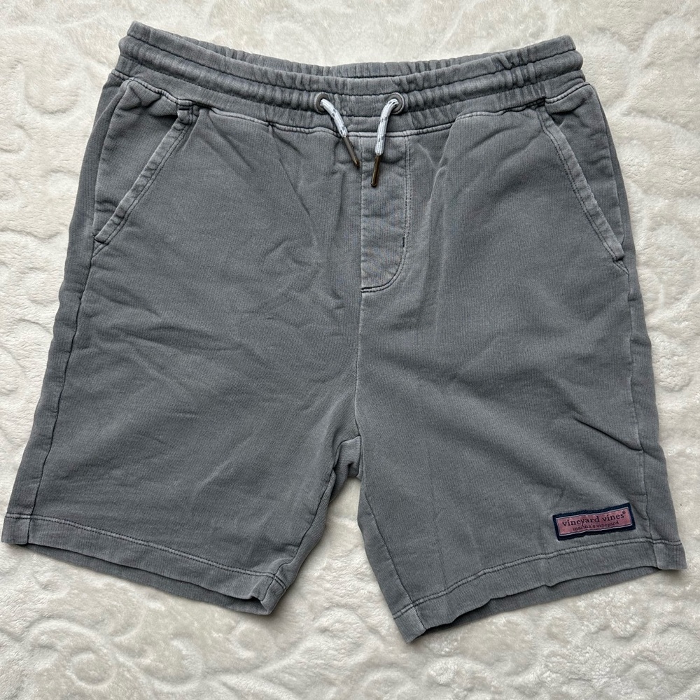 Vineyard Vines Boys Cotton Shorts GRAY Elastic & Drawstring Waist Pockets LARGE